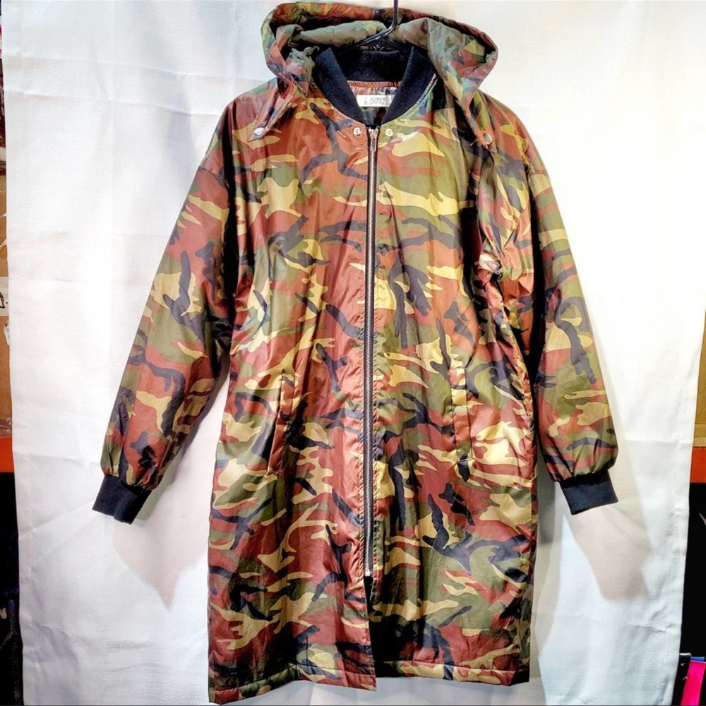 B-Sharp Camouflage Long Lightweight Hooded Jacket Size M